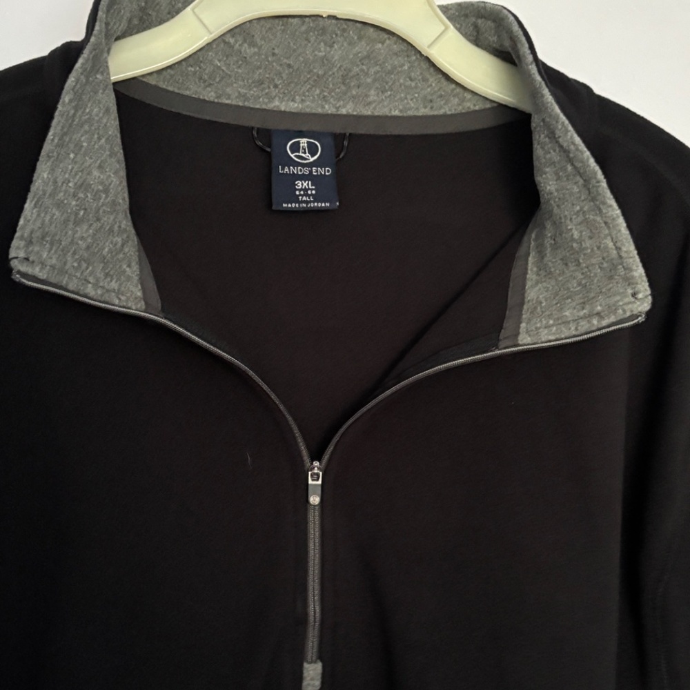Land's End Men's Half Zip Pullover Jacket; Black/Grey; Size: Tall/3XL (54-56)